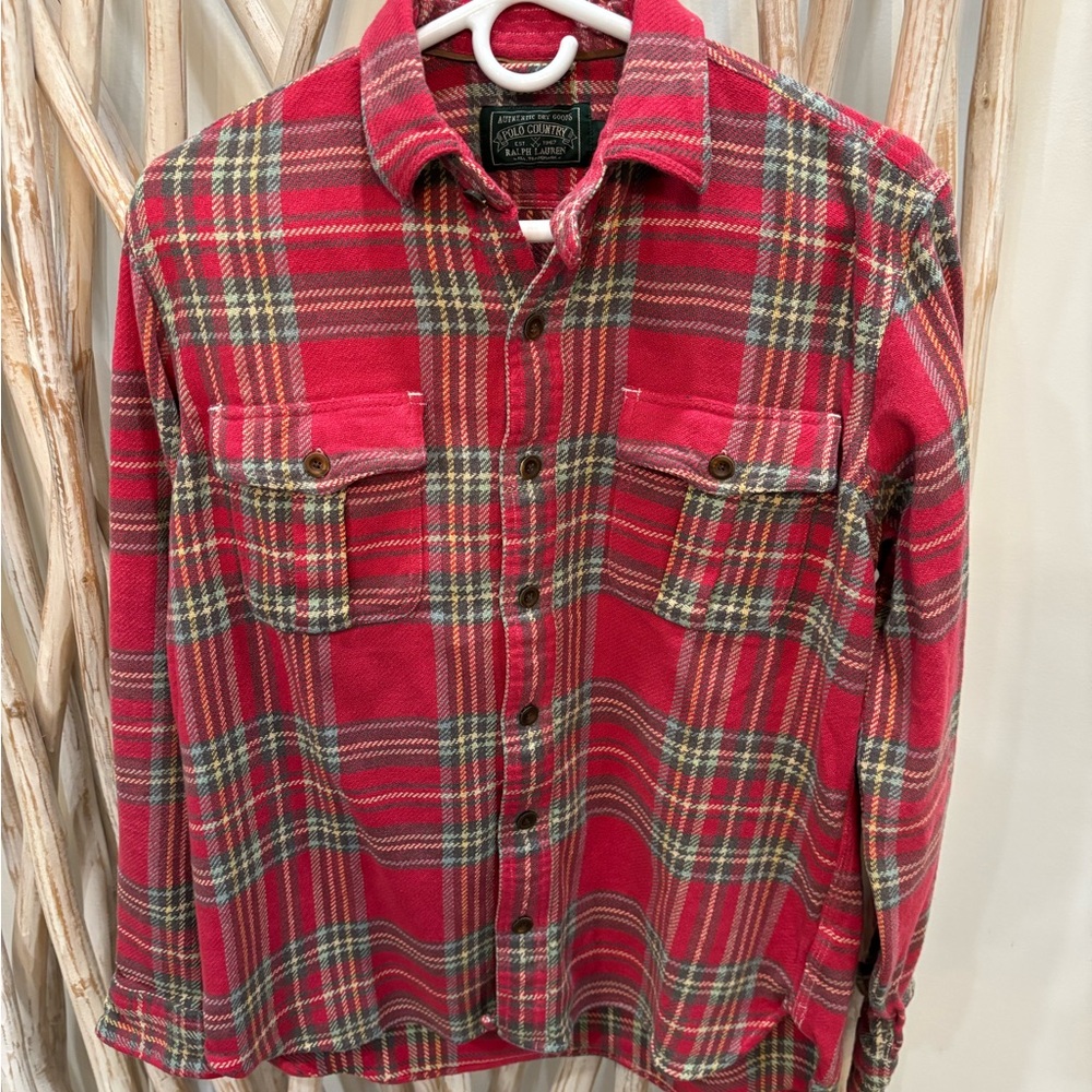 Ralph Lauren Red and Green Casual Button Down Shirt